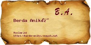 Berda Anikó névjegykártya